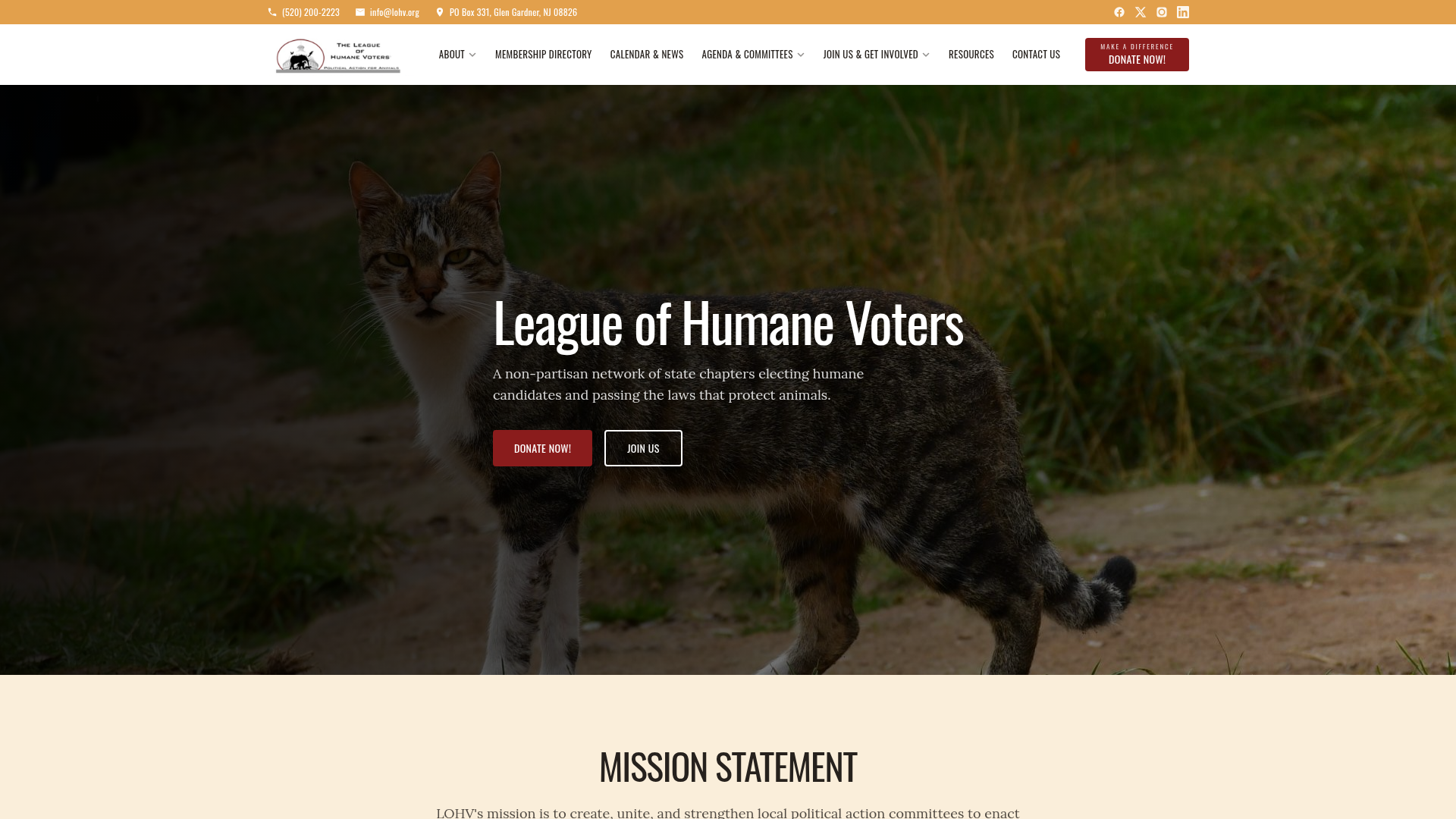 League of Humane Voters — nonprofit advocacy website