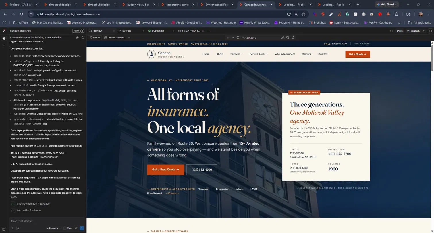 Canape Insurance Agency website